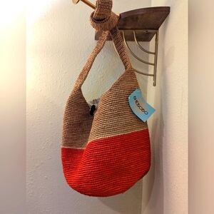 Shebobo ConCon Two Tone 100% Raffia Crossbody Bag. Handmade